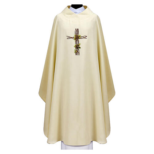 Chasuble croix branches tressées broderie 4