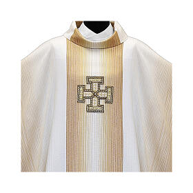 Golden degradé chasuble with hand-woven pure wool cross trim