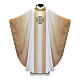 Chasuble dégradé doré croix passementerie pure laine tissée à la main s1