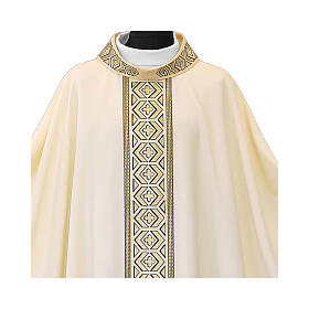 Chasuble with modern geometric band in the centre and on the sleeves