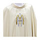 White polyester Marian chasuble with lily pattern on the sleeves s2