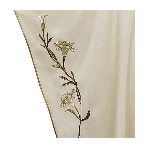 Chasuble mariale blanche manches lys polyester 3