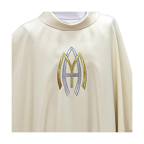 White Marian Chasuble with Lily Sleeves in Polyester 2