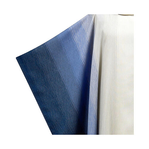 Marian Chasuble Handwoven White and Blue Gradient 2