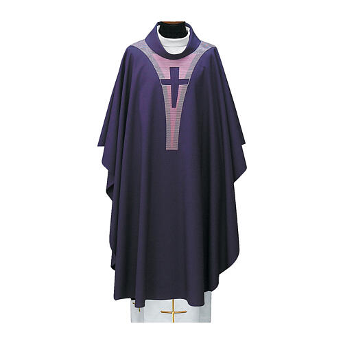 Casula misto lana collo croce moderna righe 5