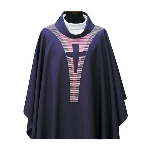 Chasuble wool blend modern cross neck stripes 2
