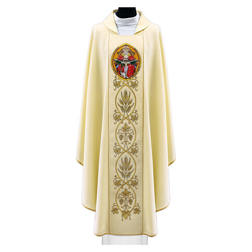 Chasuble broderie Trinité eucharistie fil or 1