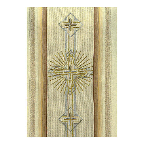 Chasuble with golden stripes and gold cross embroidery 6