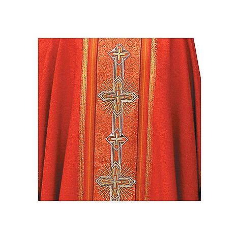 Chasuble with golden stripes and gold cross embroidery 4