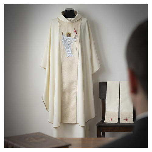 Golden chasuble of the Risen Christ, embroidered golden broad band 9