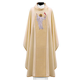 Chasuble or Jésus ressuscité bande centrale dorée broderie