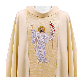 Chasuble or Jésus ressuscité bande centrale dorée broderie