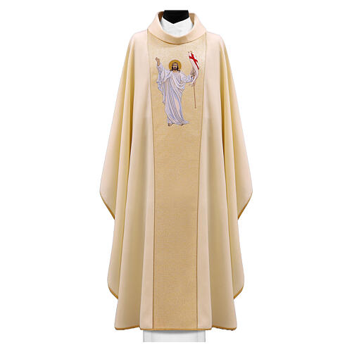 Chasuble or Jésus ressuscité bande centrale dorée broderie 1