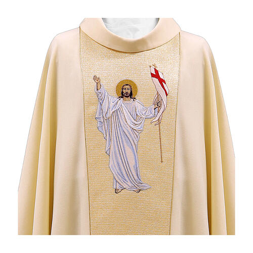 Casula ouro Jesus ressuscitado estolão dourado bordado 2
