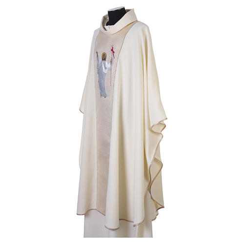 Casula ouro Jesus ressuscitado estolão dourado bordado 5