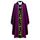 Chasuble with velvet band embroidered with golden vine leaves s7