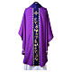 Chasuble bande centrale velours broderie feuilles de vigne dorées s18