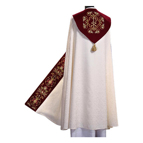 Capa de asperges damasco estolão de velludo bordado dourado floral 2