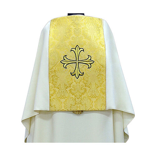 Humeral veil with cross embroidery and floral pattern 1
