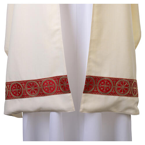 Humeral veil with Chi-Rho on red background and golden stitching 7