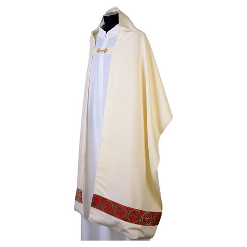 Humeral veil with Chi-Rho on red background and golden stitching 8