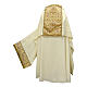 Véu umeral branco tecido Jacquard inserções brocado dourado s1