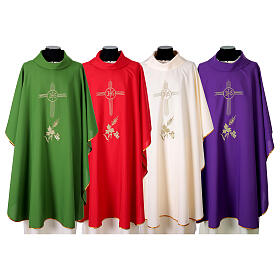 Kasel mit IHS, Kreuzmotiv und eucharistischen Symbolen