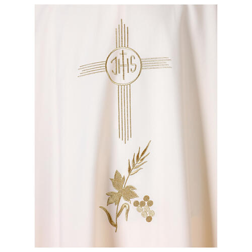 Kasel mit IHS, Kreuzmotiv und eucharistischen Symbolen 5