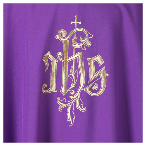 Chasuble broderie or IHS et croix 5