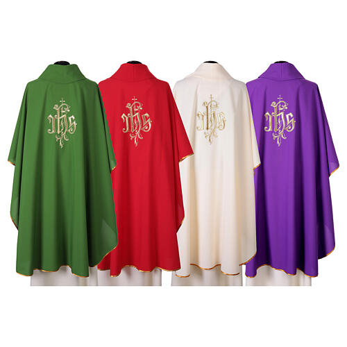 Chasuble with Gold Embroidery IHS and Cross 6