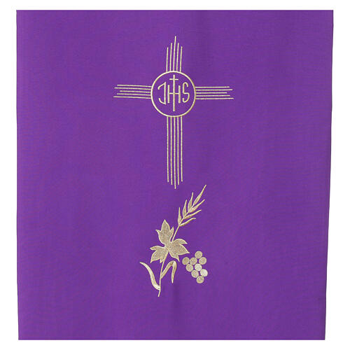 Lectern cover with embroidered IHS, cross, wheat and grape 5