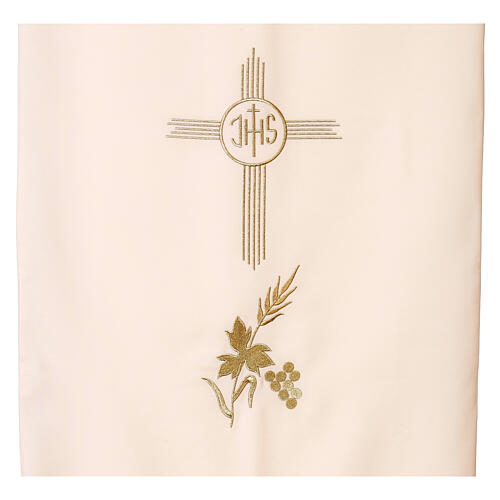 Voile de lutrin broderie croix IHS, raisin et blé doré 4