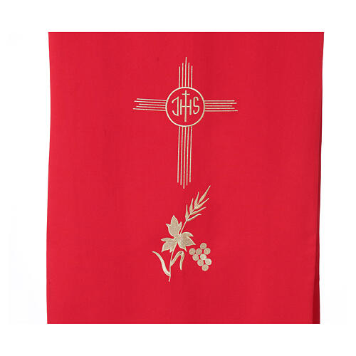 Altar cover with IHS cross, wheat and grape gold embroidery 3