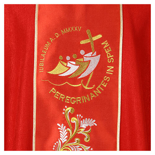 Casulla Jubileo 2025 de lana logotipo bordado frente y detrás 5