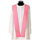 Pink polyester chasuble with Chi Rho, grapes and wheat embroidery s5