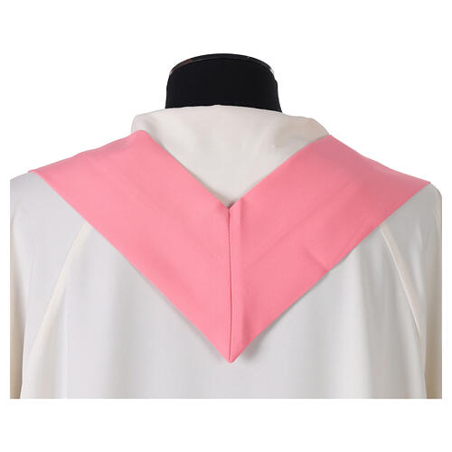 Pink chasuble with IHS, cross, grapes and wheat in polyester 7