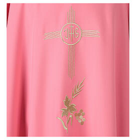 Casula rosa croce IHS uva con grano poliestere