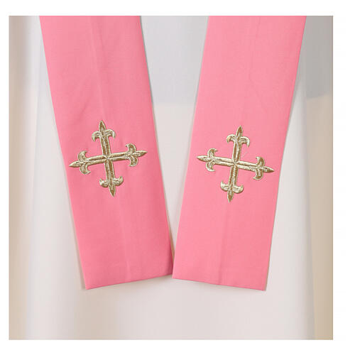 Pink chasuble with golden IHS machine embroidery 6