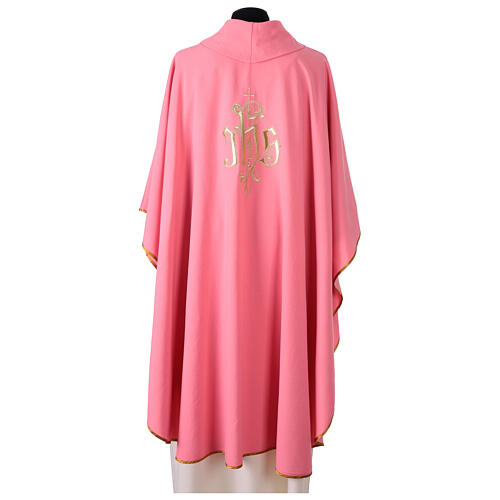 Casula IHS rosa ricamo macchina color oro 4