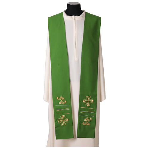 Embroidered stole with cross and fish 2