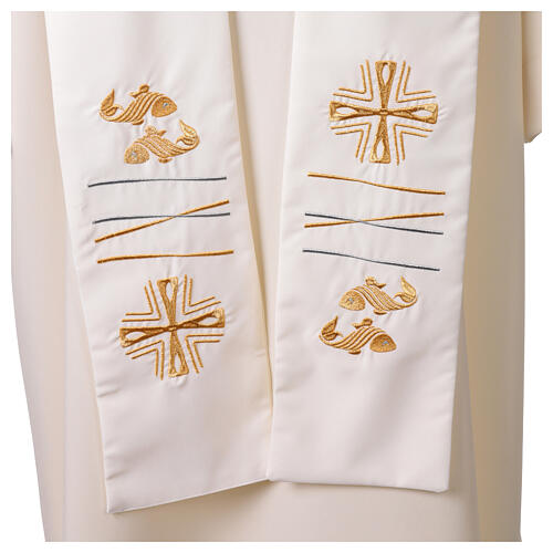 Embroidered stole with cross and fish 7