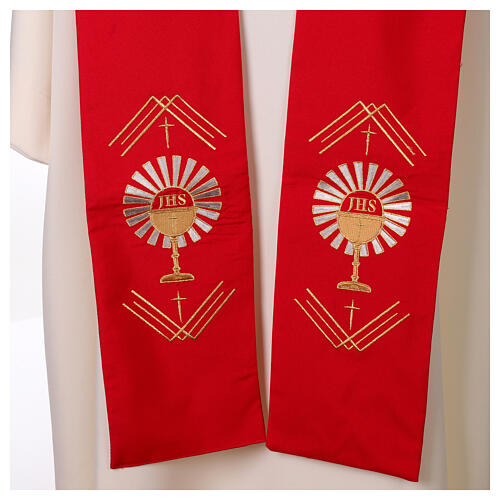 Priest stole with chalice and JHS letters embroidery 6