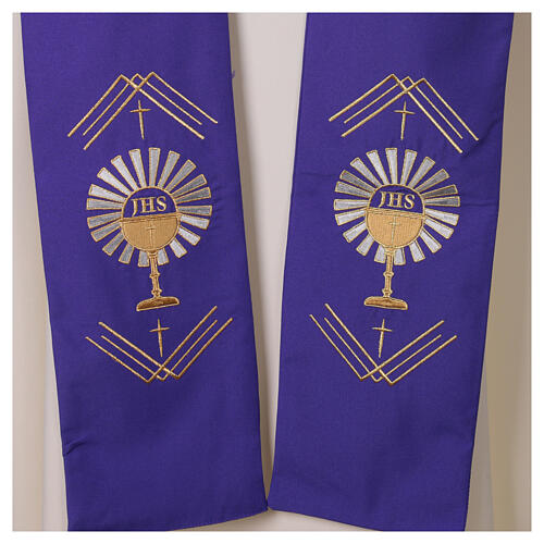 Priest stole with chalice and JHS letters embroidery 10