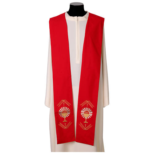 Stola sacerdotale ricamo calice e lettere JHS 5