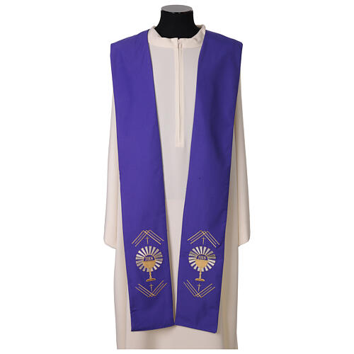 Stola sacerdotale ricamo calice e lettere JHS 9