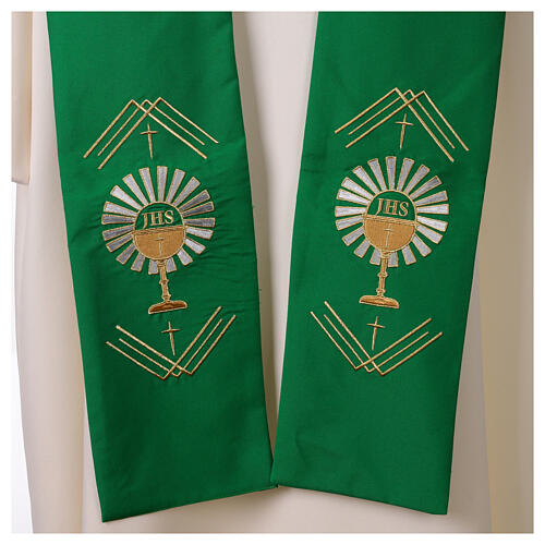 Priest Stole with Chalice and JHS Letters Embroidery 3