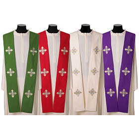Priest stole with embroidered gold and grey crosses