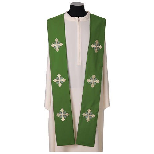 Priest stole with embroidered gold and grey crosses 2