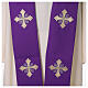 Estola sacerdotal cruz bordada oro y gris s10