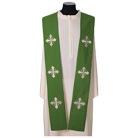 Stola sacerdotale croce ricamata oro e grigio